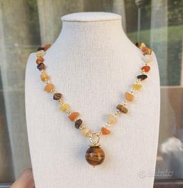 Collana occhio di tigre e agata