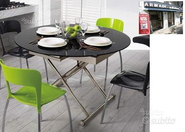 Tavolino trasformabile a roma clik vetro nero