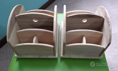 Portaoggetti da scrivania in legno