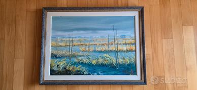 quadro  olio su tela le "valli di Comacchio"