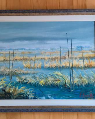 quadro  olio su tela le "valli di Comacchio"
