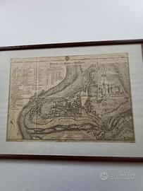 Rara vecchia mappa pianta della città di Belluno