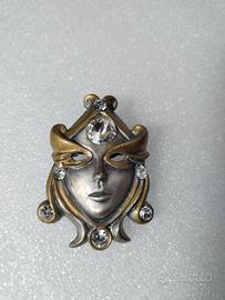 SPILLA VINTAGE Placcata argento MASCHERA VENEZIANA