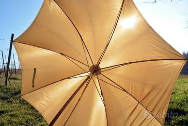 Ombrello in seta giallo ocra donna vintage origina