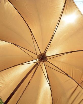 Ombrello in seta giallo ocra donna vintage origina