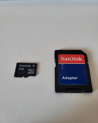 Micro SDHC 4 Gb SANDISK con adattatore SD