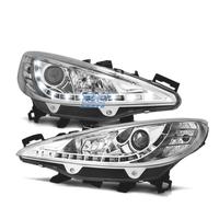 FARI PEUGEOT 207 06-12 LUCE LED DIURNA FONDO CROMA