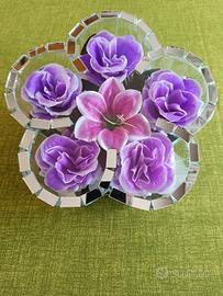  fiori in seta fatti a mano  in vetro 
