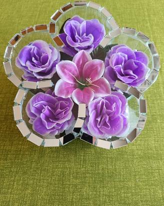  fiori in seta fatti a mano  in vetro 