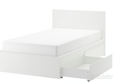 LETTO MALM IKEA  DA UNA PIAZZA E MEZZA BIANCO