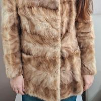 Giaccone in pelliccia di visone color miele tag.42