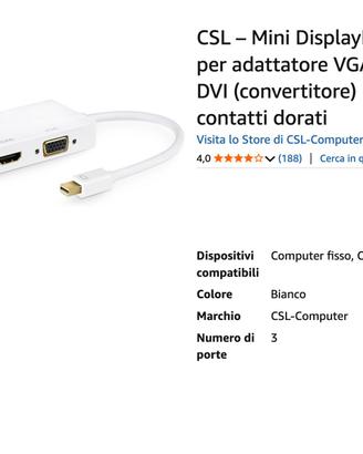 CSL Mini DisplayPort 3 in1 - HDMI DVI VGA pc-mac