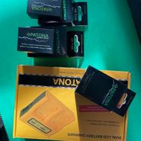 Tre batterie Patona Premium con doppio caricabatte