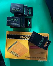 Tre batterie Patona Premium con doppio caricabatte