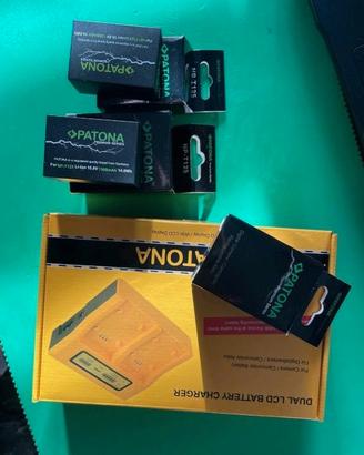 Tre batterie Patona Premium con doppio caricabatte