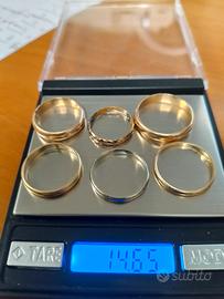 6 Anelli Fedi in oro 18 carati 