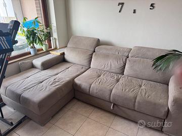 Divano letto angolare tortora/etoupe usato