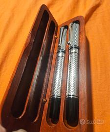 penna stilografica+roller iridium point in argento