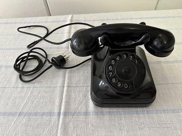 Telefono a disco in bachelite nero vintage
