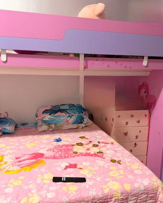LETTO SINGOLO SOPPALCATO + SCALETTA CONTENITORE
