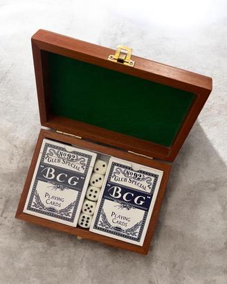 Set da gioco portatile vintage in scatola di legno