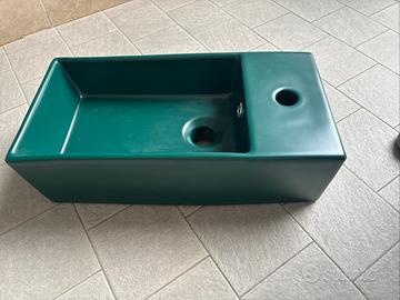 VidaXL lavandino con troppopieno in ceramica verde