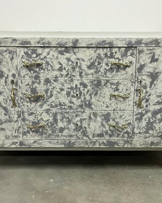 Credenza in legno anni ‘60 decorata a mano
