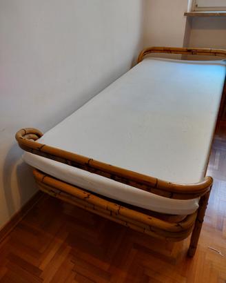 Letto singolo design anni 60 in bambù