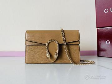Borsa a spalla mini Dionysus in pelle beige