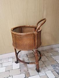 Carrellino vimini rattan vintage