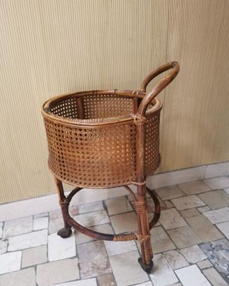 Carrellino vimini rattan vintage