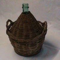 ANTICA DAMIGIANA IMPAGLIATA IN  VETRO SOFFIATO