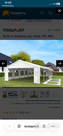 Tendone per feste 5x12m bianco - NUOVO MAI APERTO