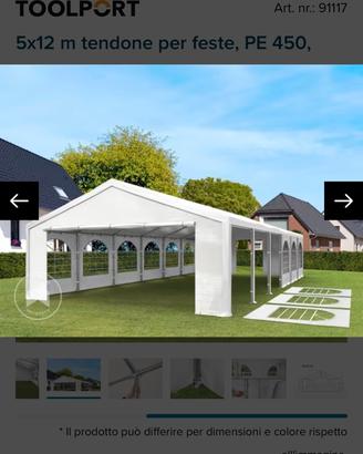 Tendone per feste 5x12m bianco - NUOVO MAI APERTO