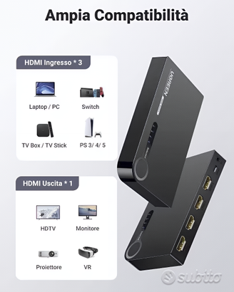HDMI Switch 4K, commutatore 3×1 con telecomando