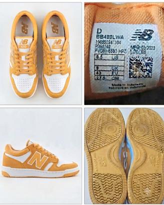 New Balance 480 Bianche e Gialle Senape - TG. 43