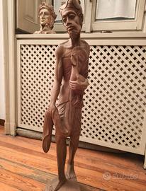statua Balinese Vintage H 105 cm Scultura in Legn