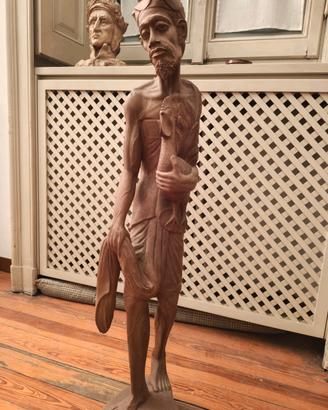 statua Balinese Vintage H 105 cm Scultura in Legn