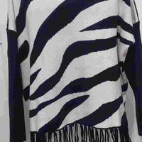 Maglia over bianca/nera con frange nuova