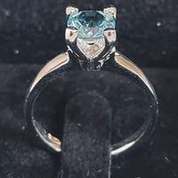 Anello Solitario con Gemma Acquamarina Nuovo !