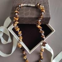 Girocollo vintage perle/occhi tigre