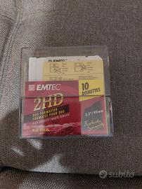 9 floppy disk 3.5 emtec 2hd colorati con custodia 