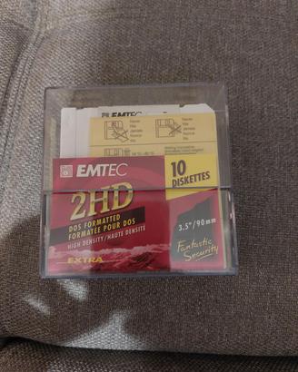 9 floppy disk 3.5 emtec 2hd colorati con custodia 