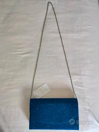 Borsa Glitter Blu con catena