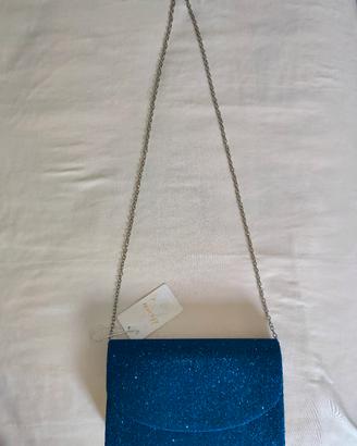 Borsa Glitter Blu con catena