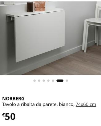 Tavolo pieghevole ikea norberg. 74 x 60  marrone
