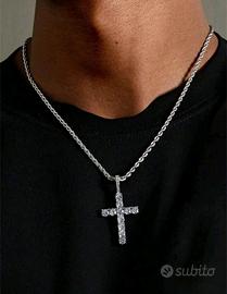 Collana Rope Chain con Croce Iced Out Grande 