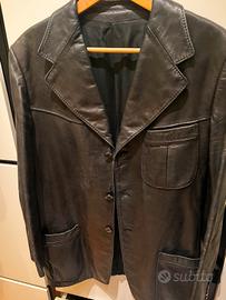 Giacca pelle vintage uomo nera