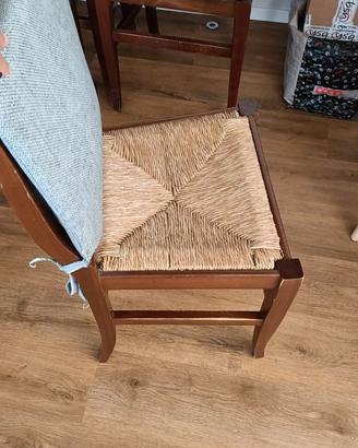 Sedie seduta paglia-classiche in legno con cuscino