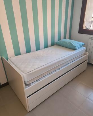 Letto singolo estraibile con cassetti 